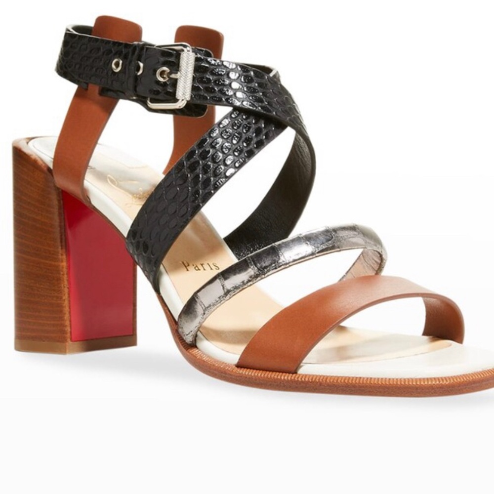 ✨Host Pick✨ Christian Louboutin Big And Strap Mixed Leather High-Heel Sandals